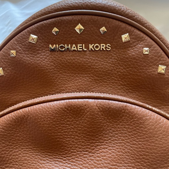 Michael Kors Women's Abbey Medium‎ Studded Leather Backpack Brown - Picture 3 of 16